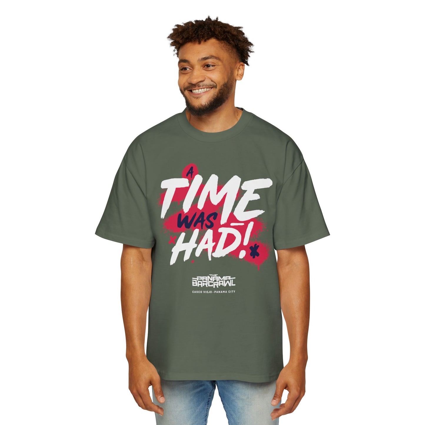 Men's Heavy Oversized Tee - "A Time Was Had!"