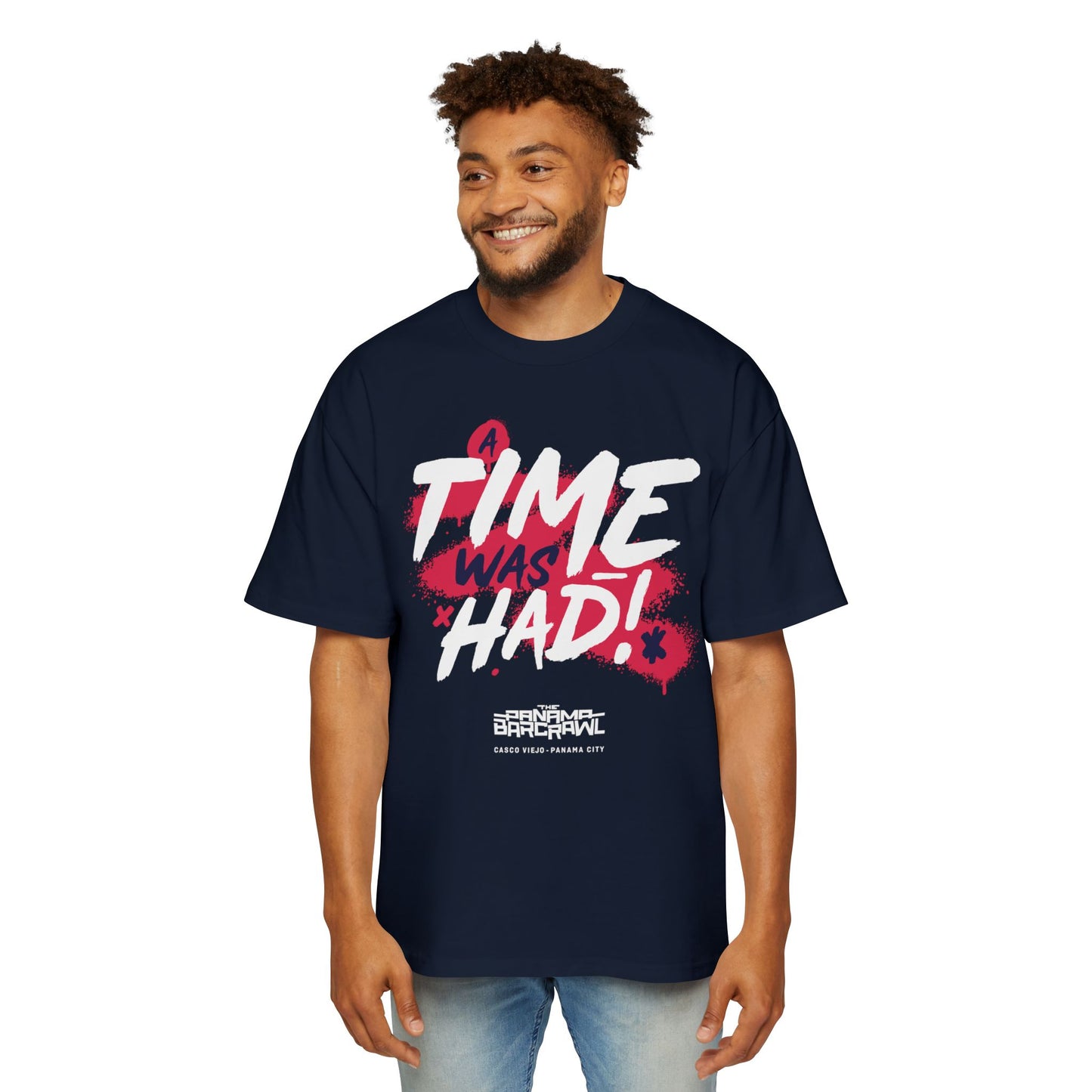 Men's Heavy Oversized Tee - "A Time Was Had!"