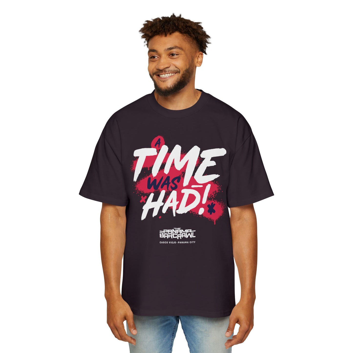 Men's Heavy Oversized Tee - "A Time Was Had!"