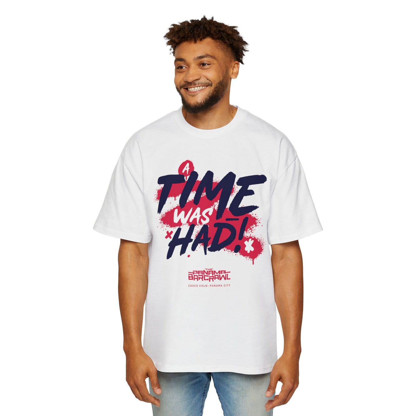 Men's Heavy Oversized Tee - "A Time Was Had!"