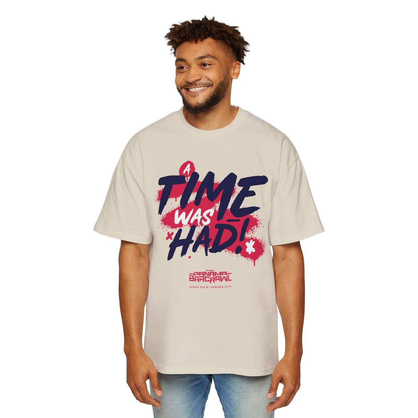 Men's Heavy Oversized Tee - "A Time Was Had!"