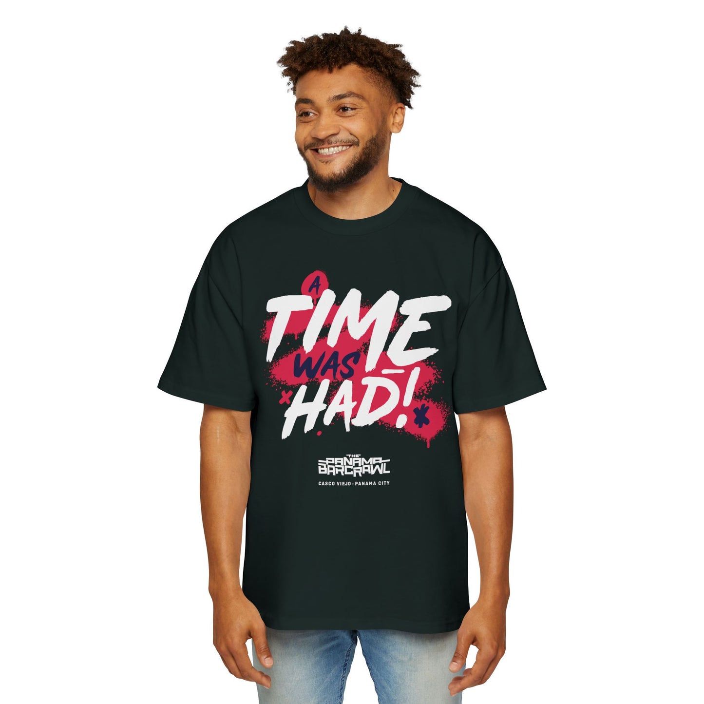 Men's Heavy Oversized Tee - "A Time Was Had!"